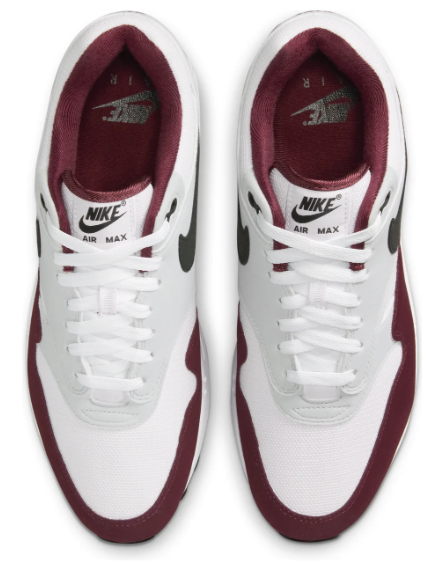 Nike Air Max 1 'Dark Team Red' Sneakers – White / Grey / Burgundy