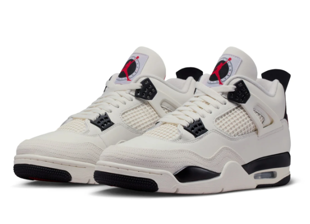 Air Jordan 4 Retro Men's Sneakers – White, Black & Red