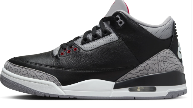 Air Jordan 3 Retro OG Black Cement (2024) – Black / Grey / Red