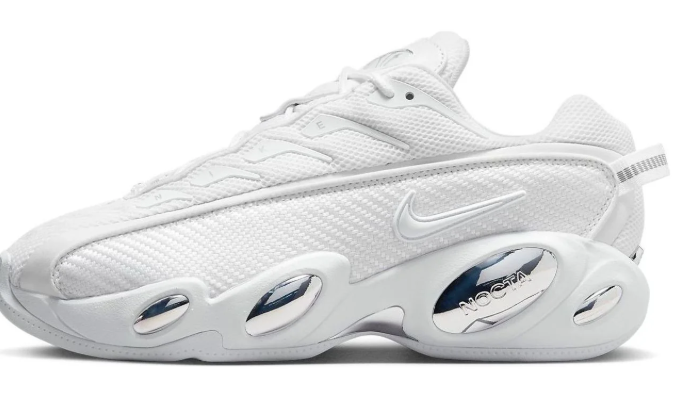Nike x NOCTA Glide 'White' – White & Chrome Sneakers