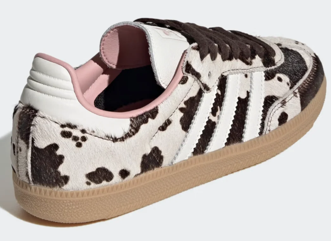 adidas Samba Women's Cow Print Sneakers Cream / Dark Brown / Pink