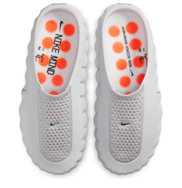 Nike Mind 001 Slip-On Mules – Light Smoke Grey / Chrome / Orange