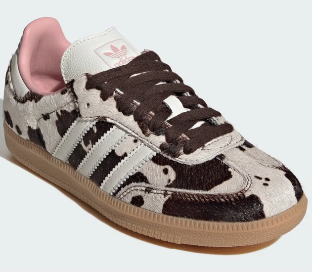 adidas Samba Women's Cow Print Sneakers Cream / Dark Brown / Pink