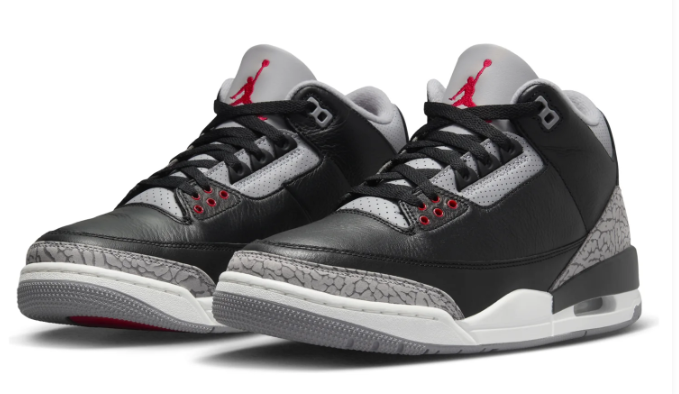 Air Jordan 3 Retro OG Black Cement (2024) – Black / Grey / Red