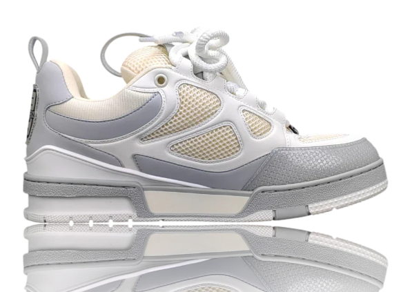 Chunky Low-Top Skate Sneakers – Gray / White / Cream