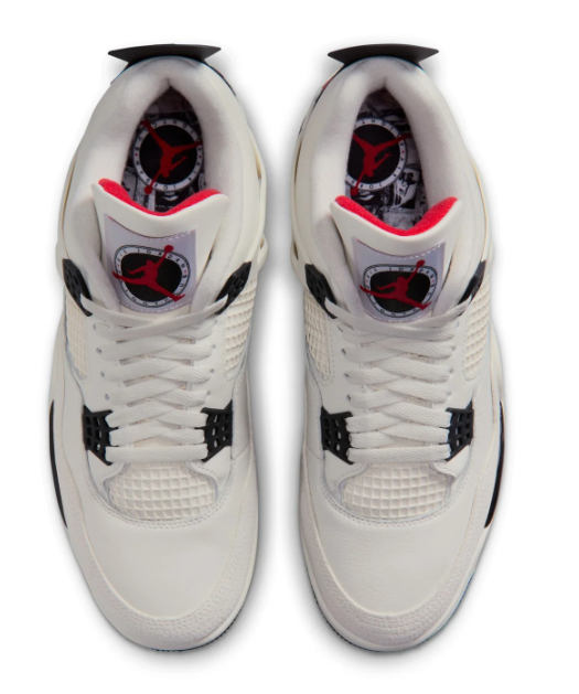 Air Jordan 4 Retro Men's Sneakers – White, Black & Red
