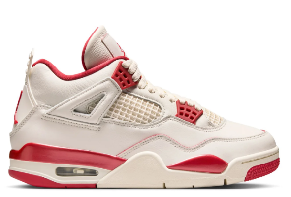 Air Jordan 4 Retro Women's Sneakers – Pale Ivory & Tough Red