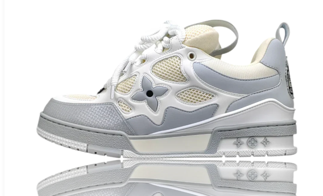 Chunky Low-Top Skate Sneakers – Gray / White / Cream
