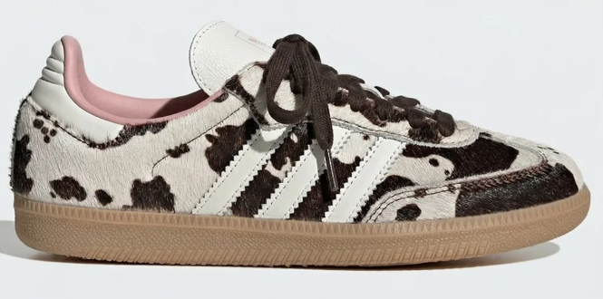 adidas Samba Women's Cow Print Sneakers Cream / Dark Brown / Pink