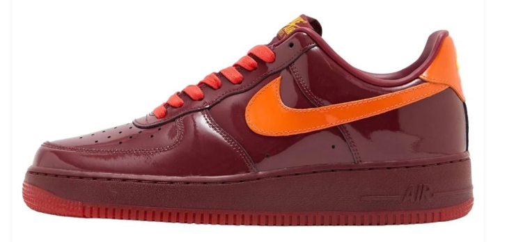 Nike Air Force 1 Low 'Red Patent' Sneakers – Burgundy / Orange